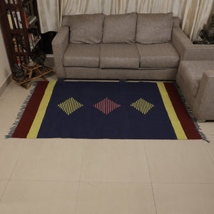 Large Yoga Mat 6x 4 feet for Yoga, Pilates, Fitness, and Meditation - (Handwoven Area Rug, Mat, Dhurrie, Handspun Cotton Rug)