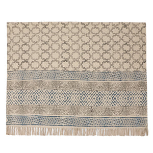 Large Yoga Mat 6x 4 feet for Yoga, Pilates, Fitness, and Meditation - (Handwoven Area Rug, Mat, Dhurrie, Hand Block-Printed Rug)