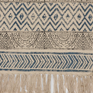 Large Yoga Mat 6x 4 feet for Yoga, Pilates, Fitness, and Meditation - (Handwoven Area Rug, Mat, Dhurrie, Hand Block-Printed Rug)