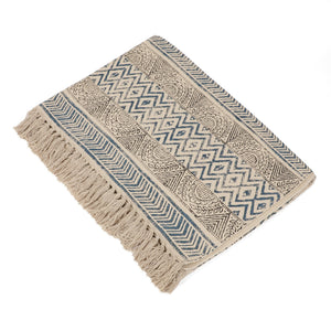 Large Yoga Mat 6x 4 feet for Yoga, Pilates, Fitness, and Meditation - (Handwoven Area Rug, Mat, Dhurrie, Hand Block-Printed Rug)