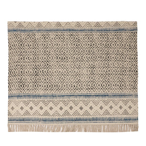 Large Yoga Mat 6x 4 feet for Yoga, Pilates, Fitness, and Meditation - (Handwoven Area Rug, Mat, Dhurrie, Hand Block-Printed Rug)