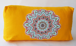 Yoga Bolster Pillow for Meditation and Support - Rectangular Embroidered Yoga Cushion - Machine Washable - Made in India by AbhinehKrafts