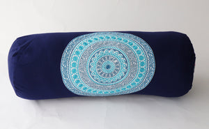 Round Yoga Bolster Pillow for Meditation and Support - Round Embroidered Yoga Cushion - Machine Washable - Made in India by AbhinehKrafts