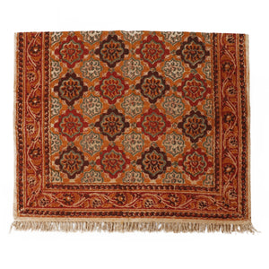 Large Cotton Yoga Mat - 5x3 feet Area Rug - Kalamkari Hand Block Printed - Cotton Area/Yoga Rug - Handwoven Cotton Carpet