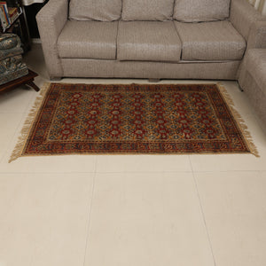 Large Cotton Yoga Mat - 5x3 feet Area Rug - Kalamkari Hand Block Printed - Cotton Area/Yoga Rug - Handwoven Cotton Carpet