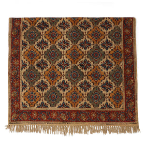 Large Cotton Yoga Mat - 5x3 feet Area Rug - Kalamkari Hand Block Printed - Cotton Area/Yoga Rug - Handwoven Cotton Carpet