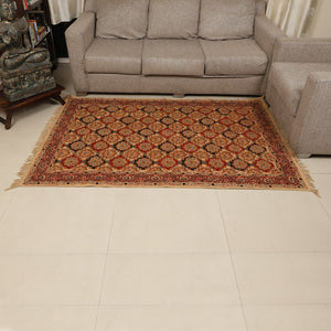 Large Cotton Yoga Mat - 5x3 feet Area Rug - Kalamkari Hand Block Printed - Cotton Area/Yoga Rug - Handwoven Cotton Carpet