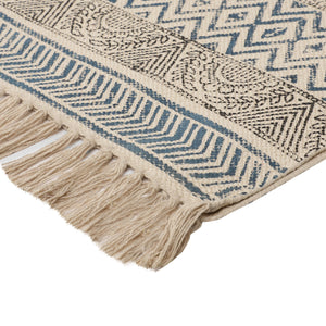 Large Yoga Mat 6x 4 feet for Yoga, Pilates, Fitness, and Meditation - (Handwoven Area Rug, Mat, Dhurrie, Hand Block-Printed Rug)