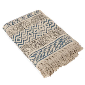 Large Yoga Mat 6x 4 feet for Yoga, Pilates, Fitness, and Meditation - (Handwoven Area Rug, Mat, Dhurrie, Hand Block-Printed Rug)