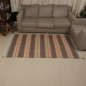 Large Yoga Mat 6x 4 feet for Yoga, Pilates, Fitness, and Meditation - (Handwoven Area Rug, Mat, Dhurrie, Handspun Cotton Rug)