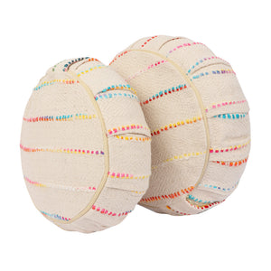 Yoga Meditation Cushion | Handwoven Handmade Round Zafu Pillow |Zipped Cover |Washable| Portable - Marrakesh - Filling Options