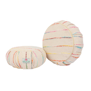 Yoga Meditation Cushion | Handwoven Handmade Round Zafu Pillow |Zipped Cover |Washable| Portable - Marrakesh - Filling Options