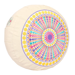 Yoga Meditation Cushion - 16 Inch Extra Large - Copenhagen | Handmade Round Zafu Pillow |Zipped Cover |Washable| Portable- Filling Options