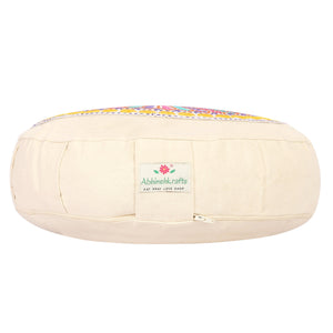 Yoga Meditation Cushion - 16 Inch Extra Large - Copenhagen | Handmade Round Zafu Pillow |Zipped Cover |Washable| Portable- Filling Options