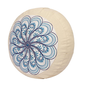 Yoga Meditation Cushion - 16 Inch Extra Large - Istanbul | Handmade Round Zafu Pillow |Zipped Cover |Washable| Portable - Filling Options