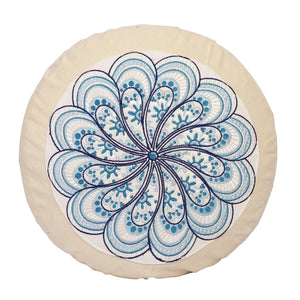 Yoga Meditation Cushion - 16 Inch Extra Large - Istanbul | Handmade Round Zafu Pillow |Zipped Cover |Washable| Portable - Filling Options