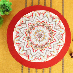 Yoga Meditation Cushion - 16 Inch Extra Large - Seville | Handmade Round Zafu Pillow |Zipped Cover |Washable| Portable - Filling Options