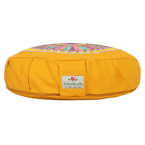 Yoga Meditation Cushion - 16 Inch Extra Large - Venice | Handmade Round Zafu Pillow |Zipped Cover |Washable| Portable - Filling Options