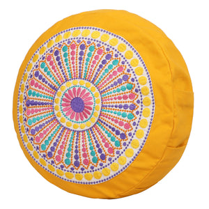 Yoga Meditation Cushion - 16 Inch Extra Large - Venice | Handmade Round Zafu Pillow |Zipped Cover |Washable| Portable - Filling Options
