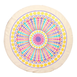 Yoga Meditation Cushion - 16 Inch Extra Large - Copenhagen | Handmade Round Zafu Pillow |Zipped Cover |Washable| Portable- Filling Options