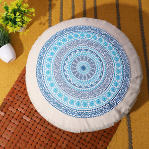 Yoga Meditation Cushion - 16 Inch Extra Large - Prague | Handmade Round Zafu Pillow |Zipped Cover |Washable| Portable - Filling Options