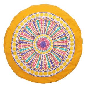 Yoga Meditation Cushion - 16 Inch Extra Large - Venice | Handmade Round Zafu Pillow |Zipped Cover |Washable| Portable - Filling Options