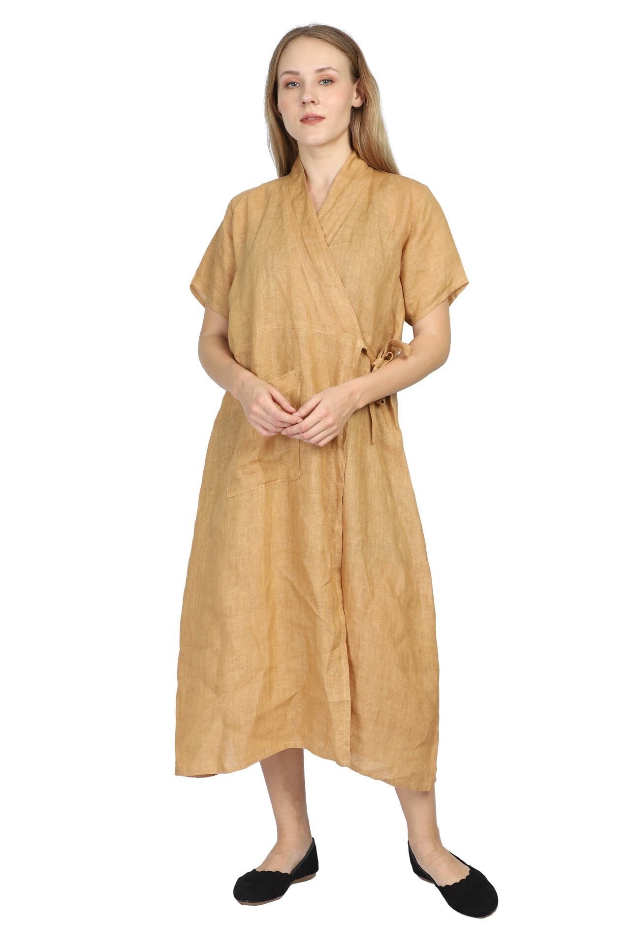 Meditation/Prayer Kaftan, Meditation Robe, Linen Robe, Linen Kaftan, Linen Dress (Handstitched, Linen)  - Free Size
