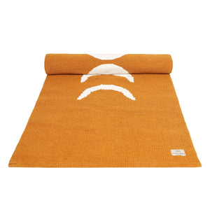 Moon Light Organic Cotton Yoga Mat | Handwoven, Anti-Skid Option | Celestial Moon Phases, Mustard or Black | Eco-Friendly & Gift Ready