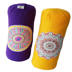 Round Embroidered Yoga Bolster Pillow for Meditation and Support
