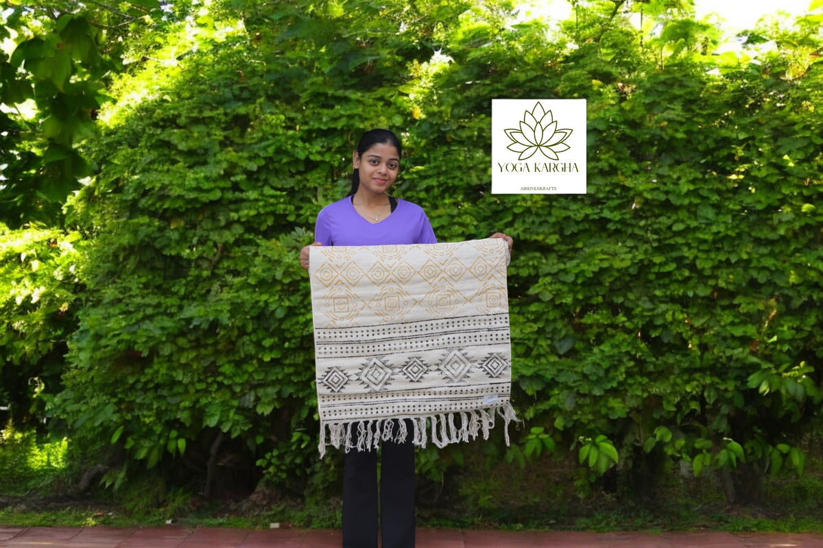 Hand-Block Printed Antiskid Sweat Absorbent Yoga Mat