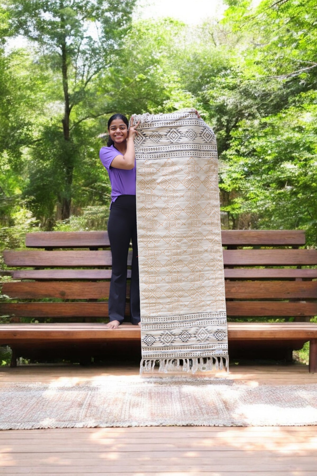 Hand-Block Printed Antiskid Sweat Absorbent Yoga Mat