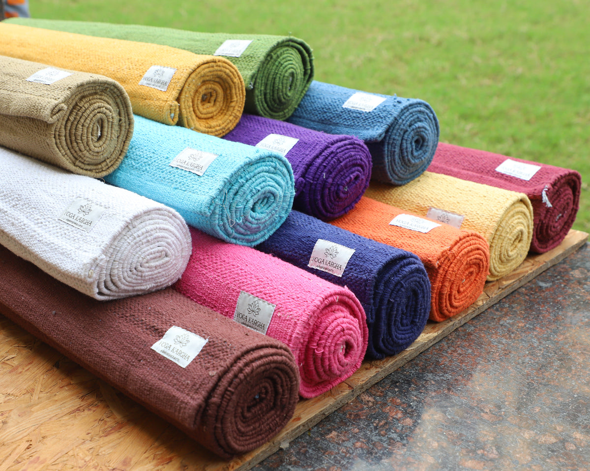 Organic Cotton Amrit Yoga Mat - Handwoven • Machine Washable • Optional Anti-Skid Backing