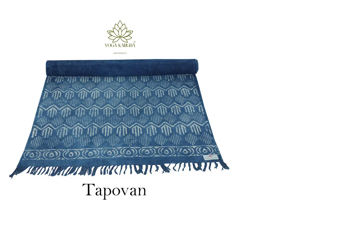 Hand-Block Printed Non Slip Indigo Travel Yoga & Meditation Mat