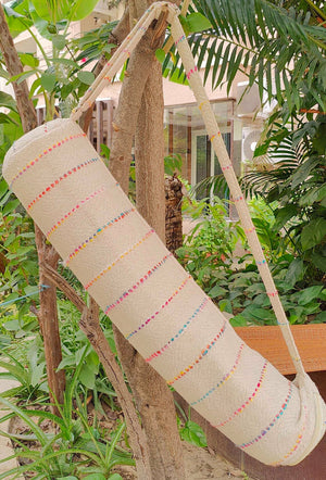 Handmade Upcycled Yoga Mat Bag Made With Upcycled Handwoven Fabric - Morocco