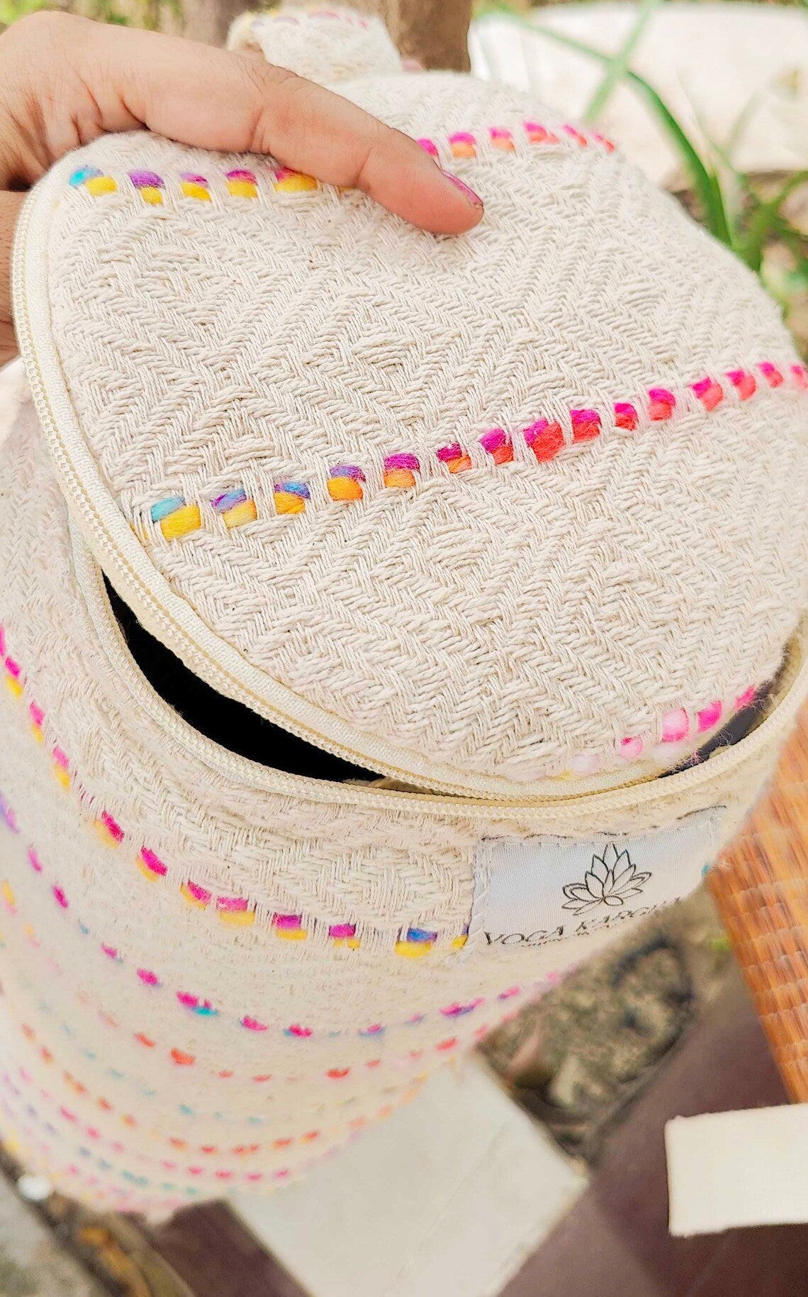 Handmade Upcycled Yoga Mat Bag Made With Upcycled Handwoven Fabric - Morocco
