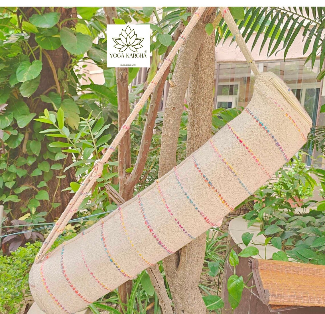 Handmade Upcycled Yoga Mat Bag Made With Upcycled Handwoven Fabric - Morocco