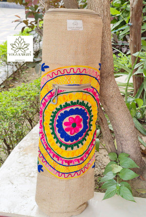 YogaKargha Handmade Upcycled Yoga Mat Bag Made With Upcycled Handwoven Fabric - Panacea