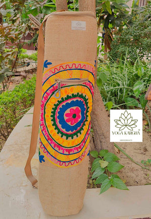 YogaKargha Handmade Upcycled Yoga Mat Bag Made With Upcycled Handwoven Fabric - Panacea