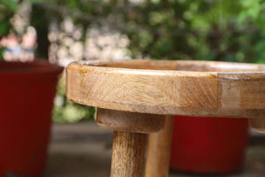 Wooden Stool, Three legged, Tripod Stool - Multipurpose, Round Top, Vintage Finish, Handmade with Reclaimed Mango Wood