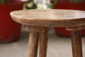 Wooden Stool, Three legged, Tripod Stool - Multipurpose, Round Top, Vintage Finish, Handmade with Reclaimed Mango Wood