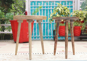 Wooden Stool, Three legged, Tripod Stool - Multipurpose, Round Top, Vintage Finish, Handmade with Reclaimed Mango Wood