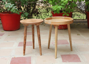 Wooden Stool, Three legged, Tripod Stool - Multipurpose, Round Top, Vintage Finish, Handmade with Reclaimed Mango Wood