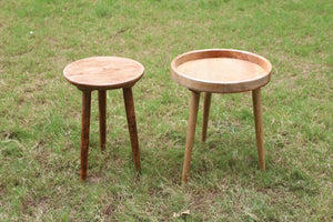 Wooden Stool, Three legged, Tripod Stool - Multipurpose, Round Top, Vintage Finish, Handmade with Reclaimed Mango Wood