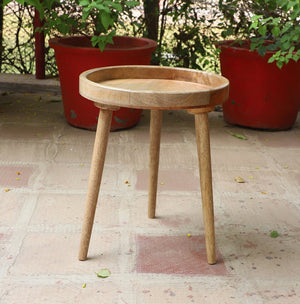 Wooden Stool, Three legged, Tripod Stool - Multipurpose, Round Top, Vintage Finish, Handmade with Reclaimed Mango Wood