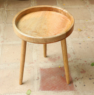 Wooden Stool, Three legged, Tripod Stool - Multipurpose, Round Top, Vintage Finish, Handmade with Reclaimed Mango Wood