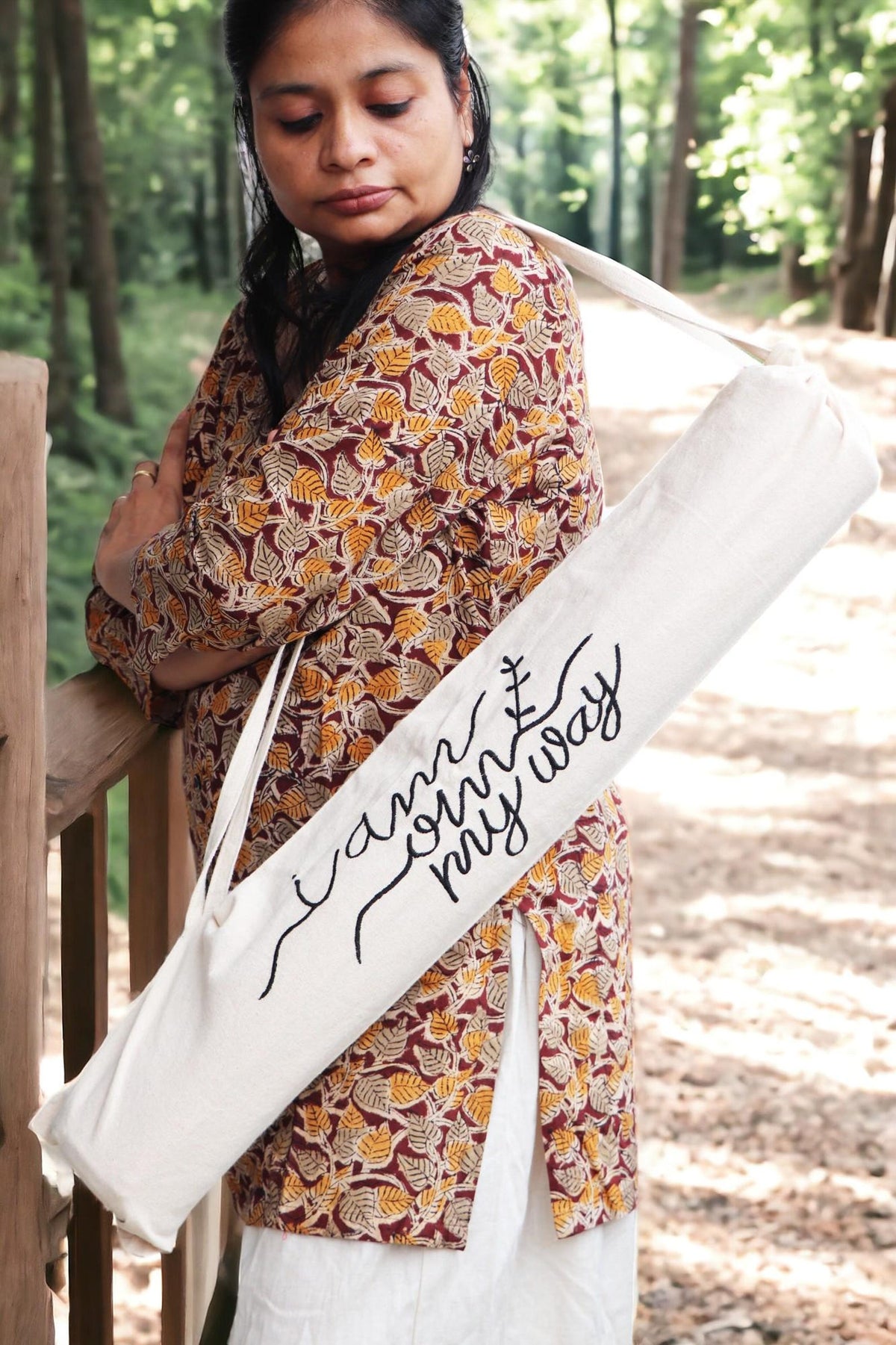 Personalized Embroidered Yoga Mat Bag – Minimalist Handmade Cotton Carrier | Custom Gift for Yogis