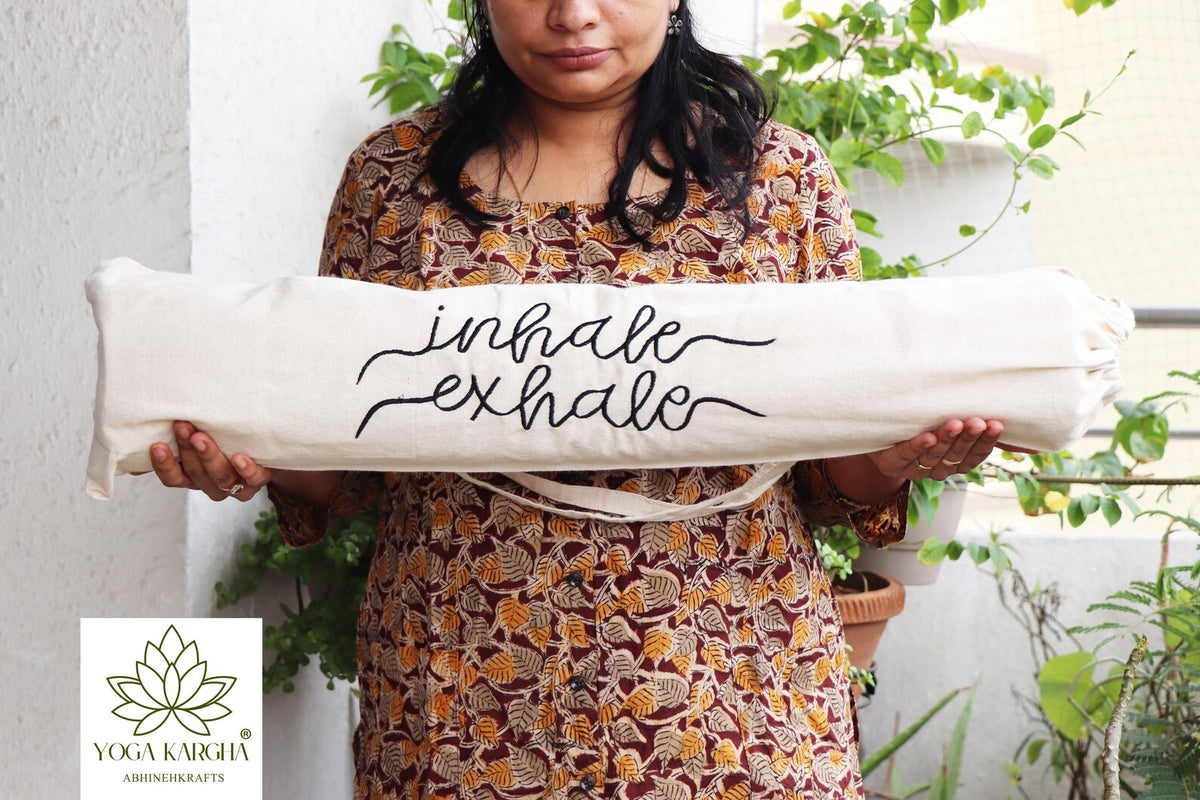 Personalized Embroidered Yoga Mat Bag – Minimalist Handmade Cotton Carrier | Custom Gift for Yogis