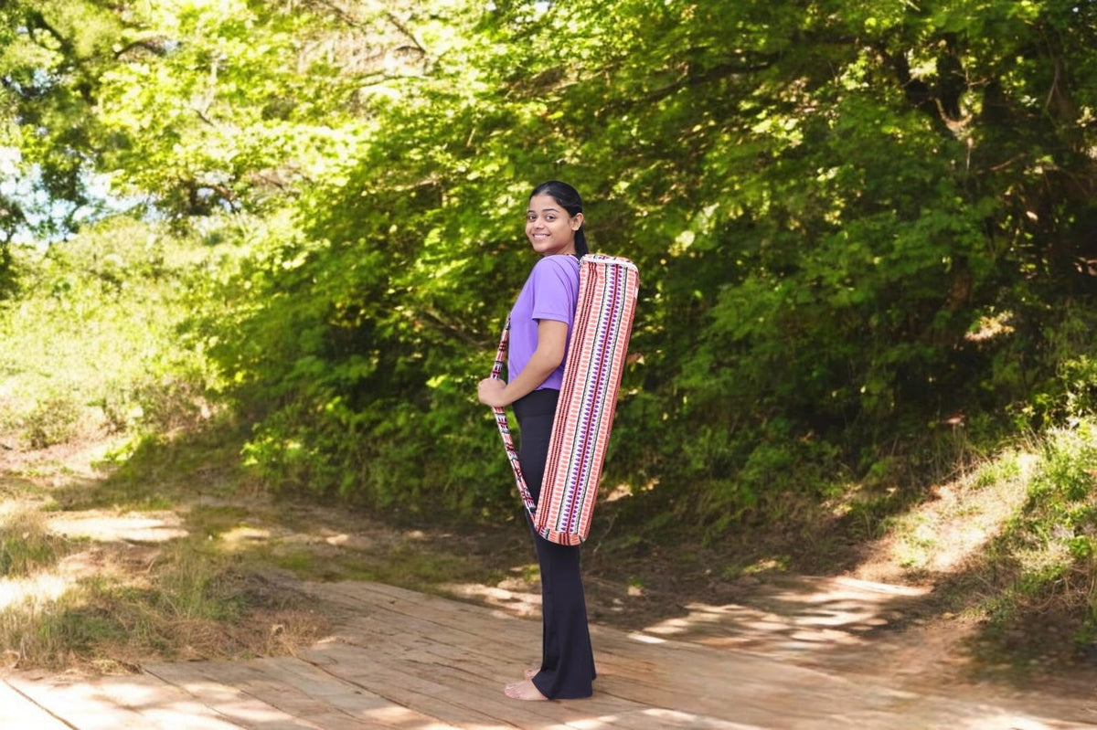 YogaKargha Handmade Upcycled Yoga Mat Bag, Eco-Friendly | Spacious | One-of-a-Kind | Mindfully Made in India
