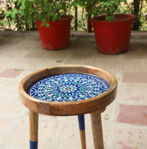 Wooden Stool, Three legged, Tripod Stool - Multipurpose, Round Top, Vintage Finish, Handmade with Reclaimed Mango Wood