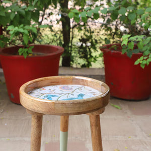 Wooden Stool, Three legged, Tripod Stool - Multipurpose, Round Top, Vintage Finish, Handmade with Reclaimed Mango Wood